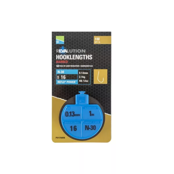 Preston Revalution Hooklengths N30 Size 14