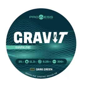   Prowess Gravi-T Mainline Braid X8 Verde Scuro Affondante 0,30mm 300m Trecciato per mulinello