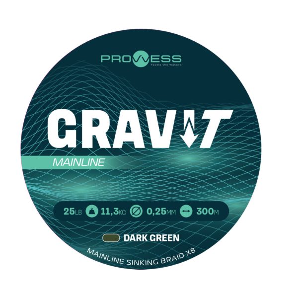 Prowess Gravi-T Mainline Braid X8 Verde Scuro Affondante 0,25mm 300m Trecciato