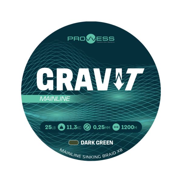 Prowess Gravi-T Mainline Braid X8 Verde Scuro Affondante 0,25mm 1200m Trecciato da Imbobinamento