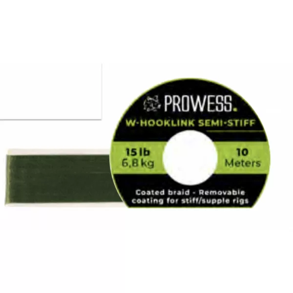 Prowess W-HOOKLINK SEMI-STIFF BRAID 15LB GREEN trecciato da terminale per boilies, trecciato rivestito