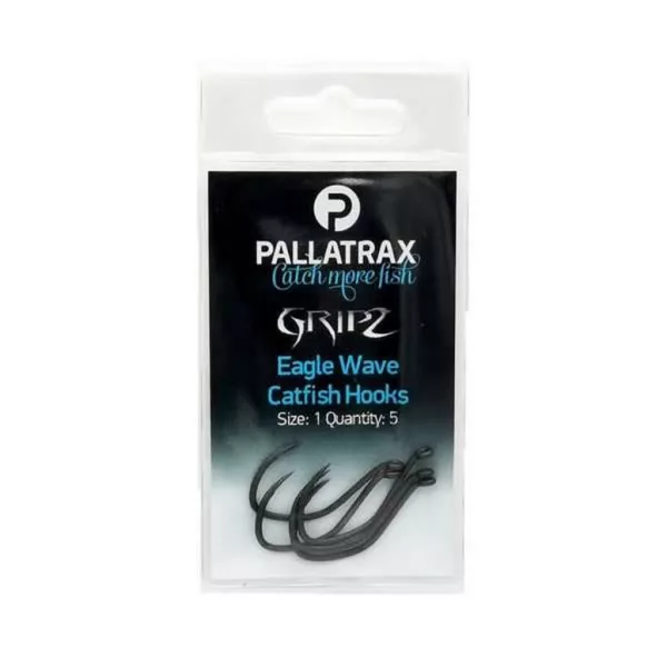 Pallatrax Gripz Catfish Hooks 1/0 Amo da siluro senza ardiglione con occhiello, 5 pz
