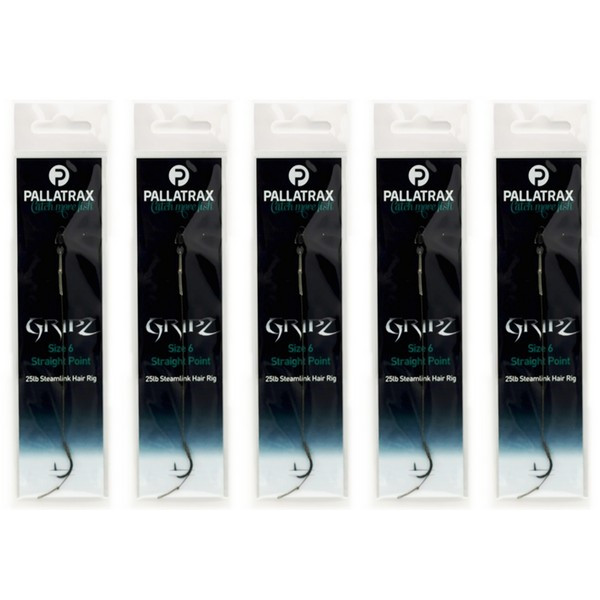 Pallatrax Gripz Straight Point Hair Rigs 6 25lb Steamlink Monofil Amo Pre-ligato