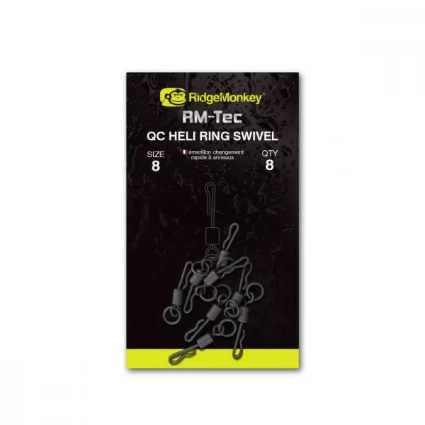 Ridgemonkey Rm-Tec Quick Change Heli Ring Swivel Size8 Girella con Attacco Rapido 8 pz