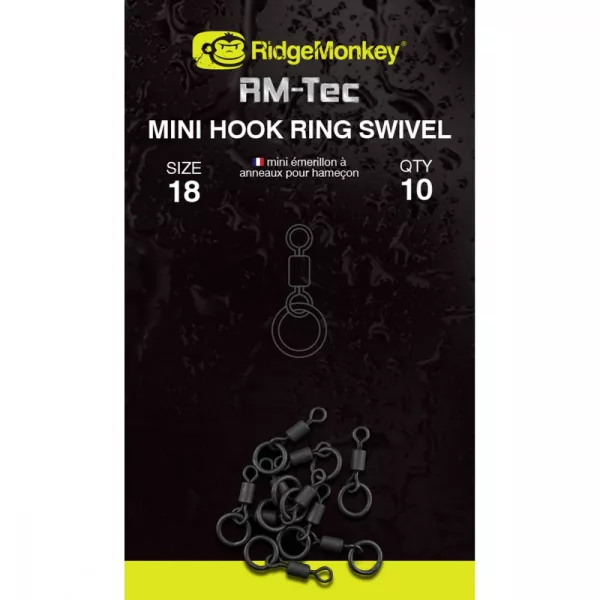 Ridgemonkey Rm-Tec Mini Hook Ring Swivel Micro Girella con anello 10 pz