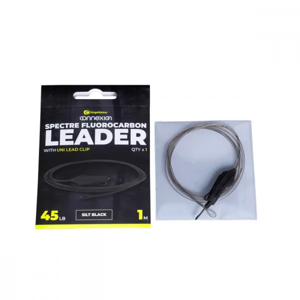 Ridgemonkey Spectre Fluorocarbon Uni Lead Clip Leader - Silt Nero Terminale per boilies