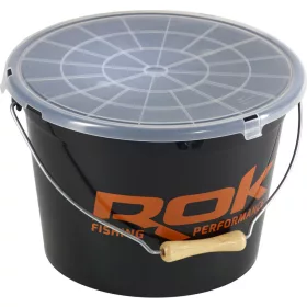   ROK Set Secchio da Pastura Nero da 13 Litri e Contenitore Miscelatore da 4 Litri con Coperchio