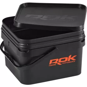   ROK Set Secchio Esche Quadrato da 10 Litri con Inserto e Coperchio Nero