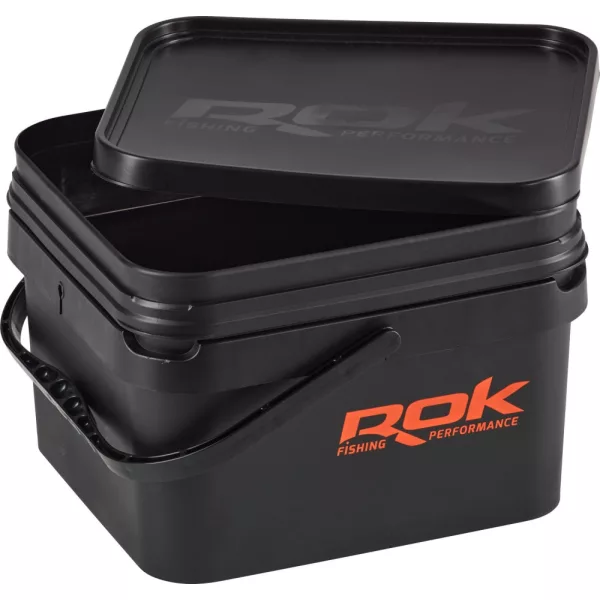 ROK Set Secchio Esche Quadrato da 10 Litri con Inserto e Coperchio Nero