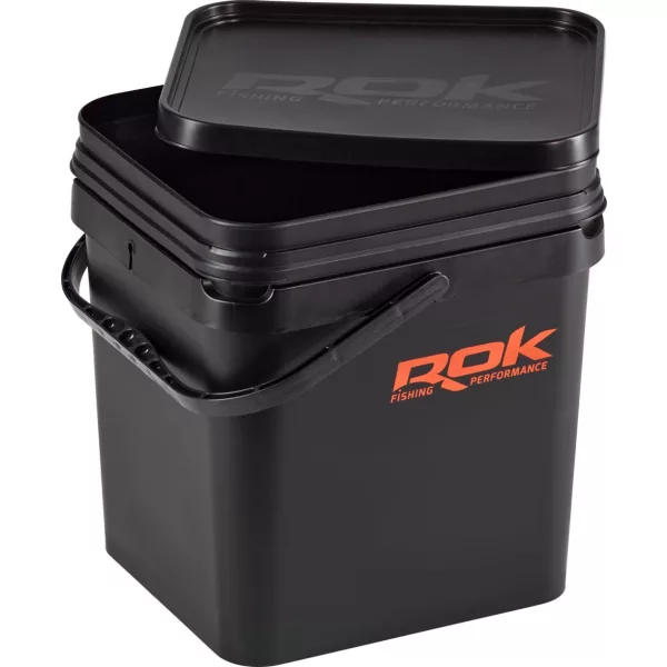 ROK Set Secchio Esche Quadrato da 17 Litri con Inserto e Coperchio Nero