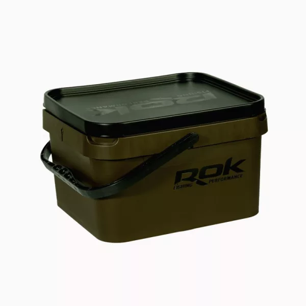 ROK Set Secchio Esche Quadrato da 10 Litri con Inserto e Coperchio Verde