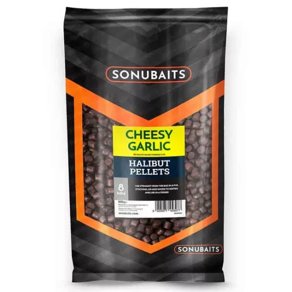 Sonubaits Cheesy Garlic Halibut Pellets - 8mm (S0920003) pellet da pastura