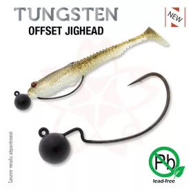   Sakura - TUNGSTEN OFFSET JIGHEAD 3/32 - 2,7G / Amo #2/0 x 2 pezzi (Colore Nero) - Testina Jig