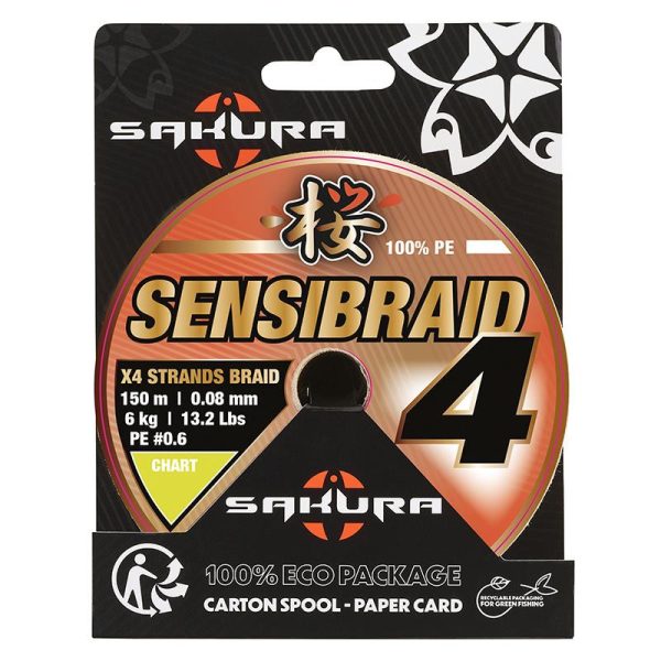 Sakura Sensibraid X4 Chart 0,10mm 150m Trecciato Linea Principale