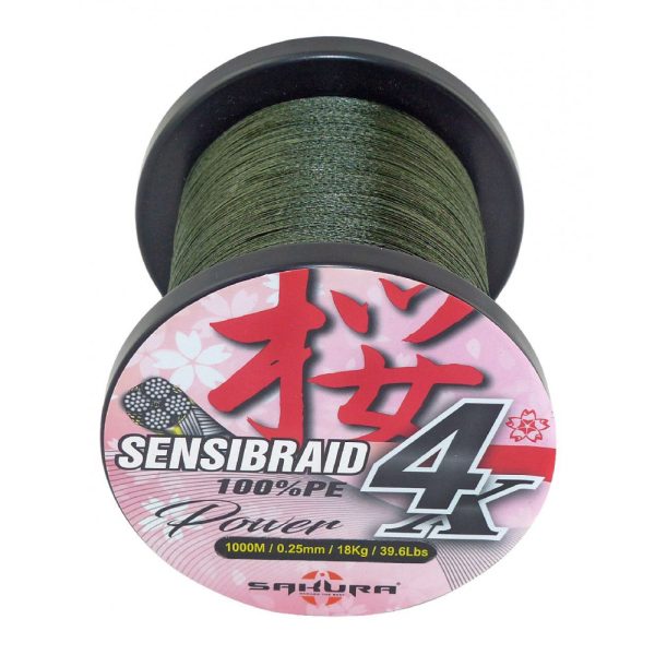 Sakura Sensibraid 4 trecciato - GREEN 1000 M - 0.30 mm / 20Kg / 44Lbs