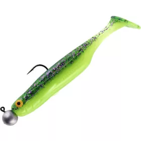   Sakura Shadura Rigged 100 Soft Lure UV Purple Charteuse 100mm - 7gr - Ready Rig - Pre-montato
