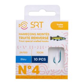   SRT Hamecon Monte Special Trout Reversed Blue 0,18mm 70cm Monofil 8 Ami pre-legati 10pz