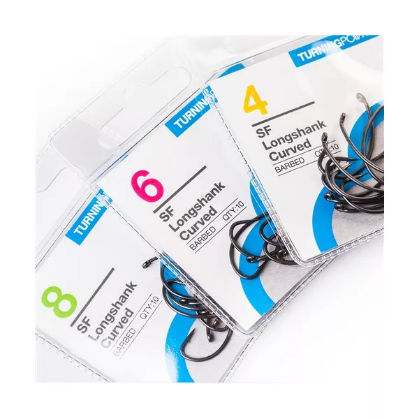 Spotted Fin Longshank Curved Barbed amo con ardiglione misura 6