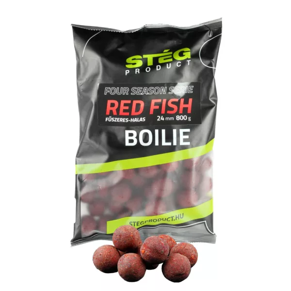 Stég Four Season Serie Boilie Red Fish Fűszeres-Halas 24mm Etető Bojli 800gr