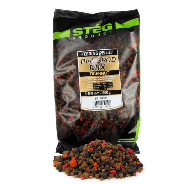 Mix di pellet Stég PVA-Spod 3-5-8mm Nocciolina Tigrata 800gr