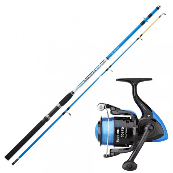 Canna Sunset Tryska ZXR 180-2 e Mulinello Sunfish ZXR 501 FD Set da pesca in mare