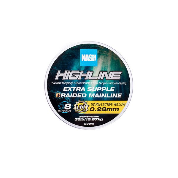 Nash Highline Extra Flessibile UV Giallo 0.28mm 600m Trecciato Filo Madre