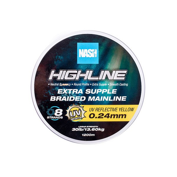 Nash Highline Extra Flessibile UV Giallo 0.24mm 1200m Trecciato Filo Madre