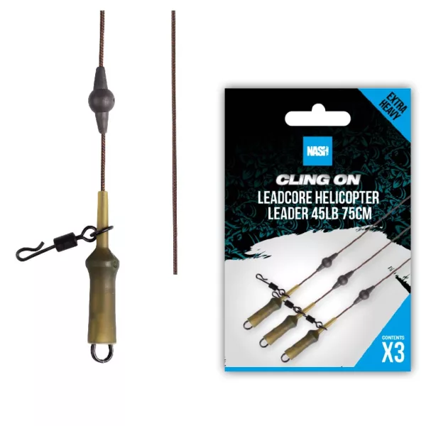 Nash Ready Tied Leadcore Helicopter Leader 75cm 3pz