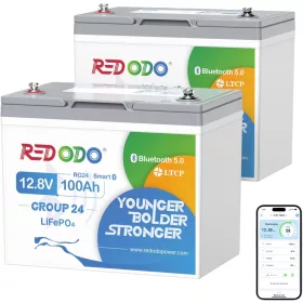 Redodo LiFePO4 12V 100Ah 1,28kWh Group24 BlueTooth Batteria