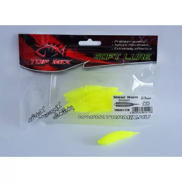 Top Mix Shiner Worm Chartreuse 6,0cm Esca in Plastica a Forma di Verme 10pz