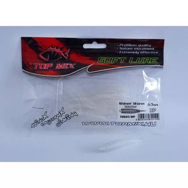 Top Mix Shiner Worm White Pearl 6,0cm Esca Vermiforme in Plastica 10pz