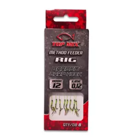   Top Mix Method Feeder Rig 12 Ami Pre-legati con Occhiello, Barbetta e Spike per Esca 8pz