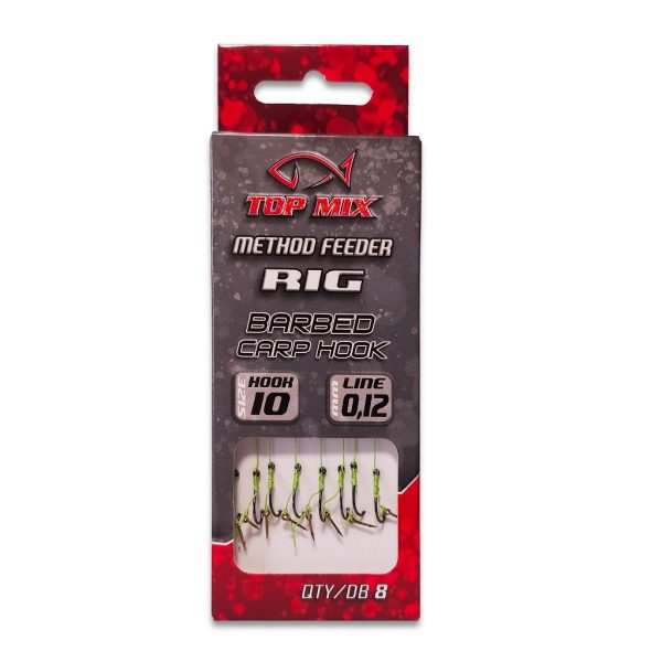 Top Mix Method Feeder Rig 10 Ami Pre-legati con Occhiello, Barbetta e Spike per Esca 8pz