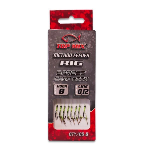 Top Mix Method Feeder Rig 8 Amo pre-legato con occhiello e ardiglione con spina per esca 8pz