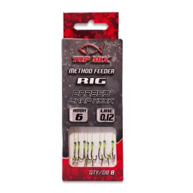   Top Mix Method Feeder Rig 6 Anelli, Amo Pre-legato Barbed con Spike per Esche 8pz