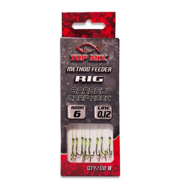 Top Mix Method Feeder Rig 6 Anelli, Amo Pre-legato Barbed con Spike per Esche 8pz
