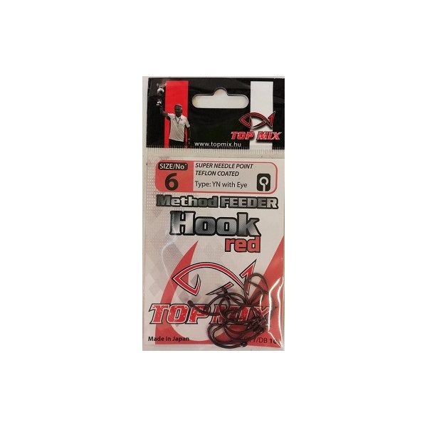 Top Mix Method Feeder Rosso 6 Amo da carpa con occhiello e ardiglione 10pz