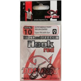   Top Mix Method Feeder Rosso 10 Amo da carpa con occhiello e ardiglione 10pz