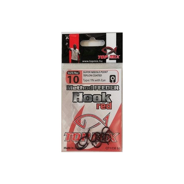 Top Mix Method Feeder Rosso 10 Amo da carpa con occhiello e ardiglione 10pz