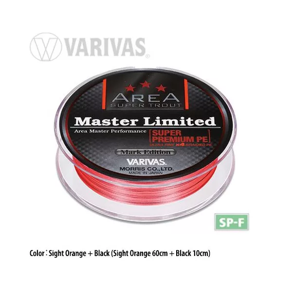 Varivas Trout Area Master Limited PE 75m #0,175 5,5lb Sight Orange Lenza madre trecciata