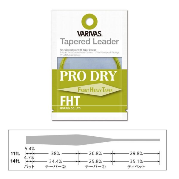 Varivas Terminale Affusolato Tapered Leader Pro Dry FHT 7X 4,26m 0,104-0,38mm per Pesca a Mosca