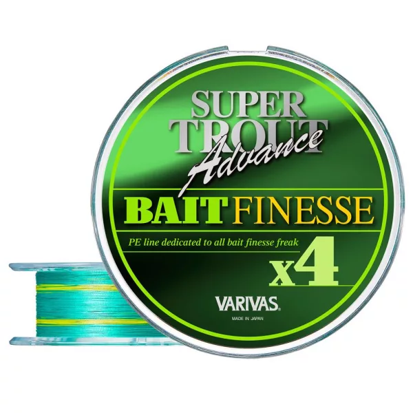 Varivas Super Trout Advance Bait Finesse PE X4 100m #0,5 0,117mm 9,0lb Green Fluo Treccia da Pesca