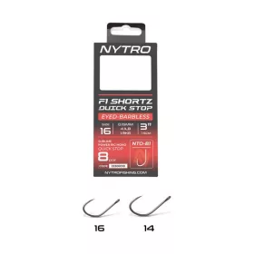   Nytro NTO-B1 14 0,13mm 7,5cm Előkötött Füles, Szakáll Nélküli Quick-Stop Horog 8db