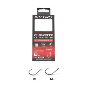   Nytro NTO-B1 16 0,13mm 7,5cm Előkötött Füles, Szakáll Nélküli Quick-Stop Horog 8db