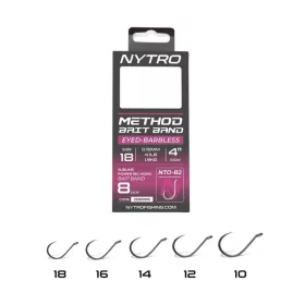   Nytro NTO-B2 14 0,19mm 10cm Előkötött Füles, Szakáll Nélküli Csaligyűrűs Horog 8db