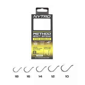   Nytro NTO-B2 18 0,15mm 10cm Előkötött Füles, Szakáll Nélküli Csalitüskés Horog 8db
