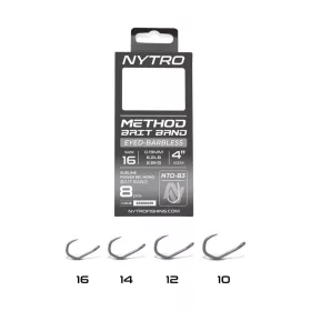   Nytro NTO-B3 16 0,19mm 10cm Előkötött Füles, Szakáll Nélküli Csaligyűrűs Horog 8db