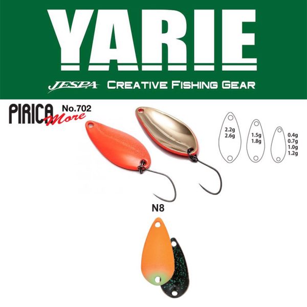 Yarie 702 Pirica More 2,2gr N8 AG Carrot/Black Ondulante a cucchiaio