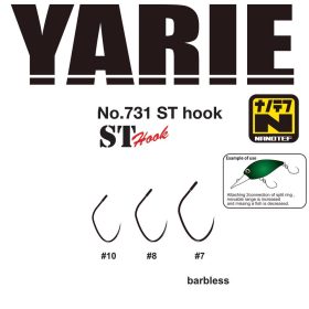   Yarie 731 ST Nanotef 08 Barbless Amo per Pesci Predatori con Anello, Senza Ardiglione, Singolo 15pz
