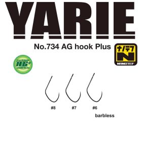   Yarie 734 AG Plus Nanotef 06 Barbless Amo per pesci predatori ad amo singolo, senza ardiglione, con occhiello 15 pz